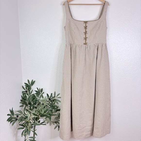 caroline constas brown gingham dress Opal Gingham Maxi Dress in Brown